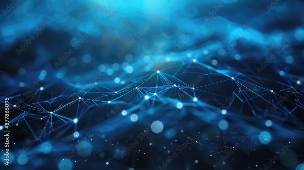 Blue Network Shape with Depth of Field. Futuristic Polygonal Technology Concept Blue Network Shape with Depth of Field. Futuristic Polygonal Technology Concept
