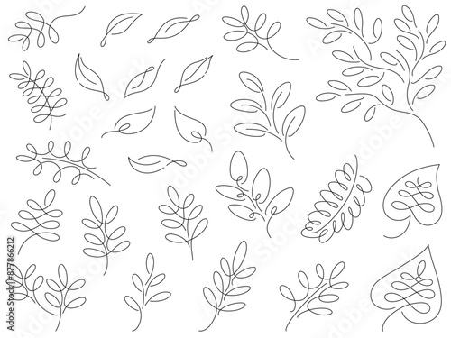 植物の線画イラスト