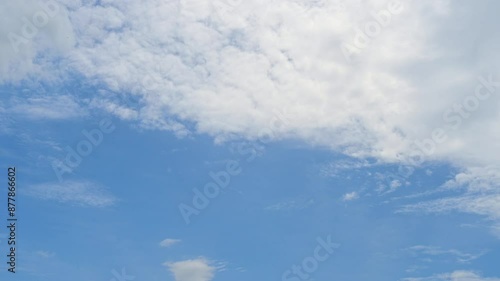 Timelapse of beautiful blue sky and white cloud with 4k resolution. The environment in the natural world.	