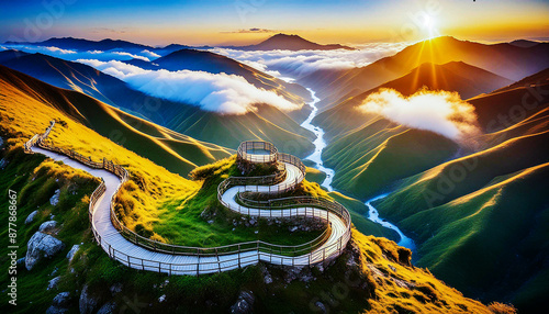 Winding Staircase on Mountain