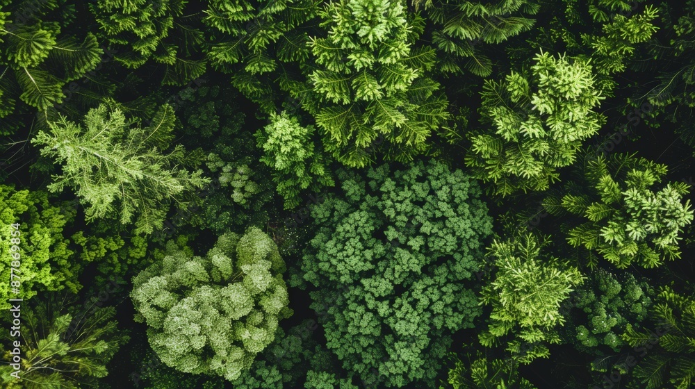 Top down View Of The Canopy Of A Dense Coniferous Forest With A Rich Top down View Of The Canopy Of A Dense Coniferous Forest With A Rich