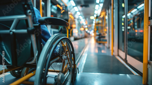 An accessible public transportation vehicle, Disability Pride Month with copy space