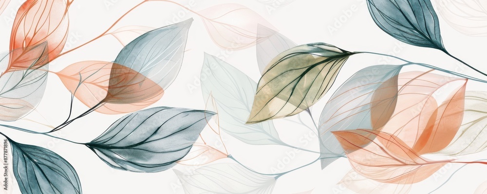 Elegant Hand-Drawn Abstract Leaves in Delicate Lines for Botanical Artistry Elegant Hand-Drawn Abstract Leaves in Delicate Lines for Botanical Artistry