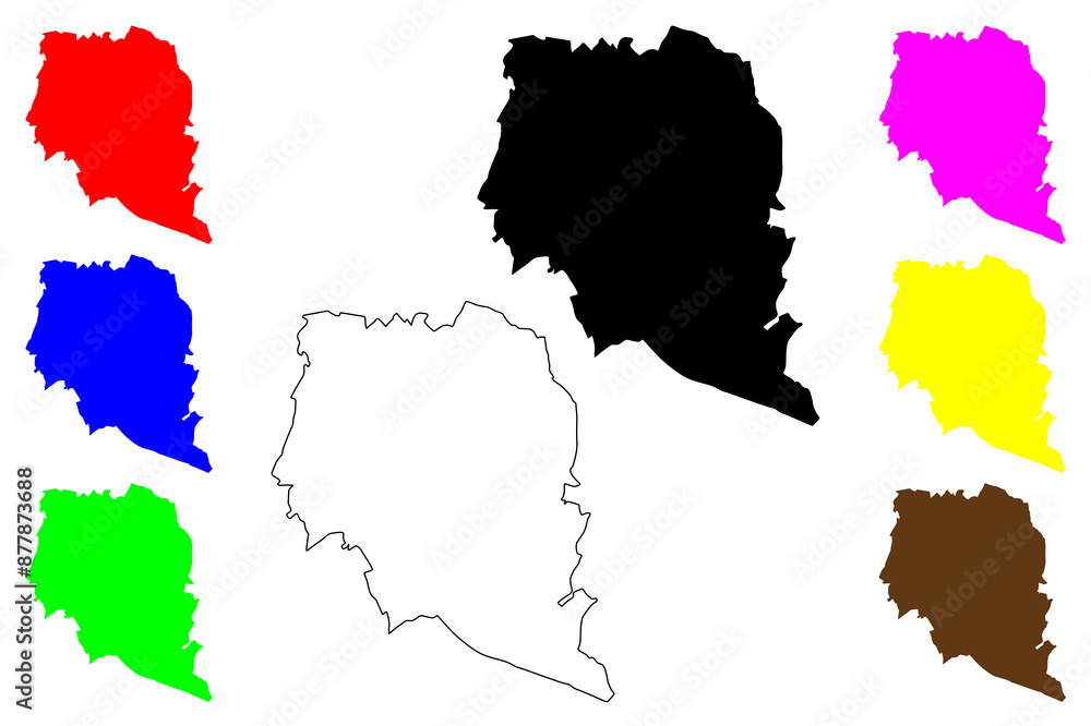 Fototapeta premium Stevenage Non-metropolitan district, Town and borough (United Kingdom of Great Britain and Northern Ireland, ceremonial county Hertfordshire or Herts, England) map vector illustration, scribble sketch
