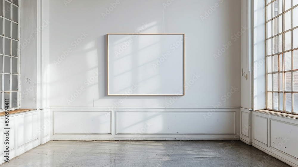 Obraz premium White board hanging on white wall. Generative AI