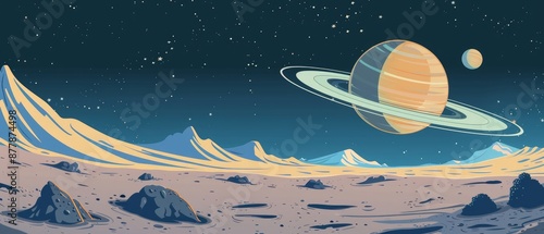 moon space planet surface cartoon vector background galaxy alien outer illustration game fantasy land scene universe crater sky lunar landscape earth ground night blue astronaut rock science world des