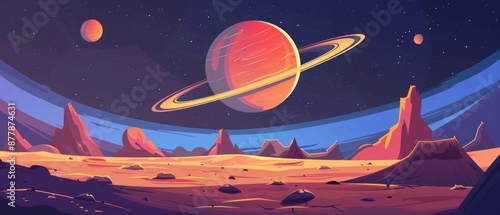 moon space planet surface cartoon vector background galaxy alien outer illustration game fantasy land scene universe crater sky lunar landscape earth ground night blue astronaut rock science world des photo