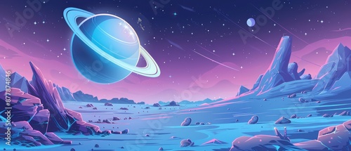moon space planet surface cartoon vector background galaxy alien outer illustration game fantasy land scene universe crater sky lunar landscape earth ground night blue astronaut rock science world des