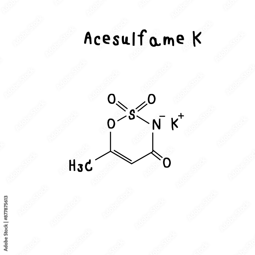 Molecular structure of Acesulfame K illustration