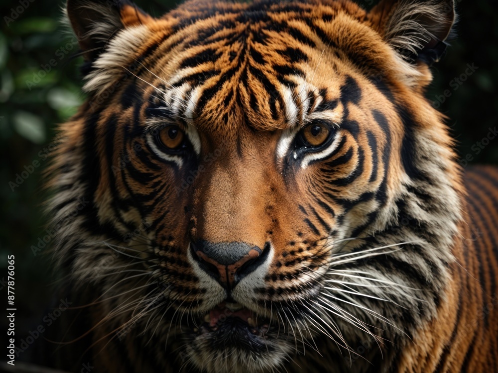face of sumateran tiger in forest face of sumateran tiger in forest