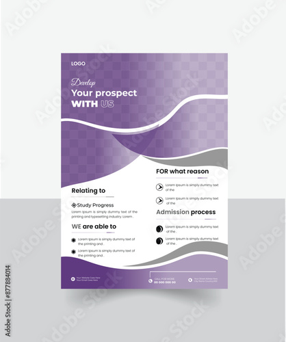 Flyer brochure cover template for Kids back to school education admission layout design