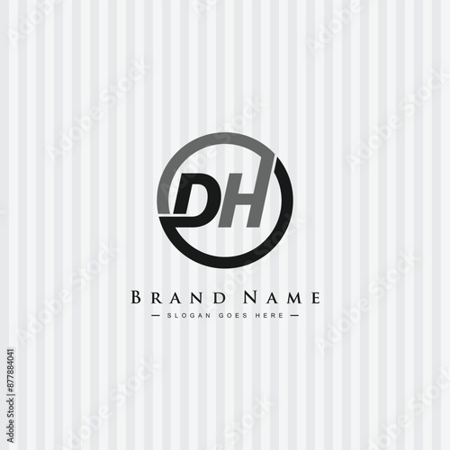 Creative Monogram for Initial Letter DH Logo - Minimal Vector Logo Template for alphabet D & H