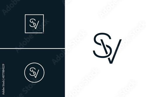 SV Vector Logo Template - Simple Icon for Initial Letter S and V Monogram