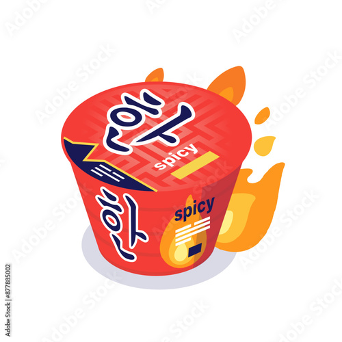 Noodle Asian Soup Ramen. Isometric vector illustration