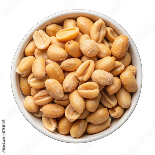 Wallpaper Mural Roasted salted peanuts on white bowl top view isolated on transparent background Torontodigital.ca