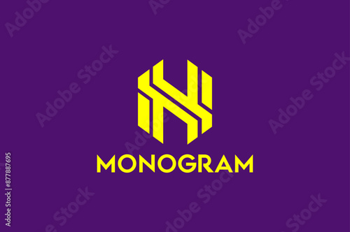 Creative , luxury, monogram, H N Latter logo design	