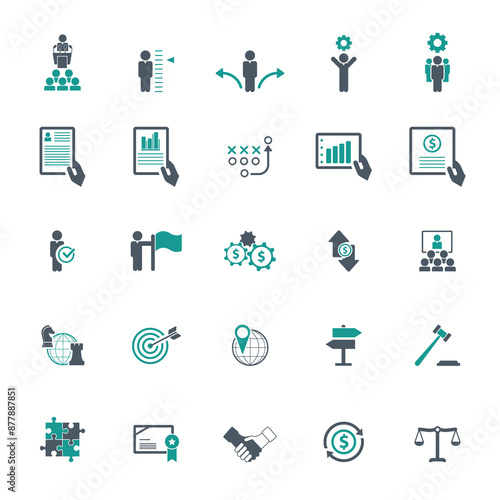 Universal business management and human resources icon set. Universal icons for web and mobile. Vector.	
