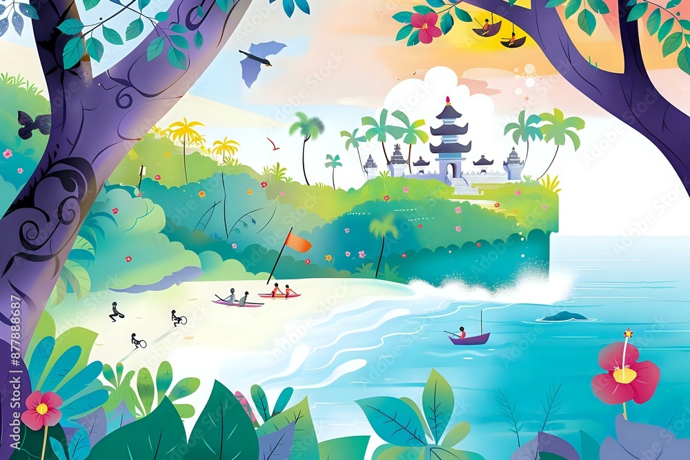 Fototapeta premium Traditional Dance Performance in Bali with Colorful Costumes