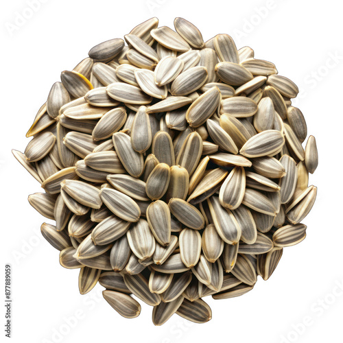 Sunflower seeds top view isolated on transparent background