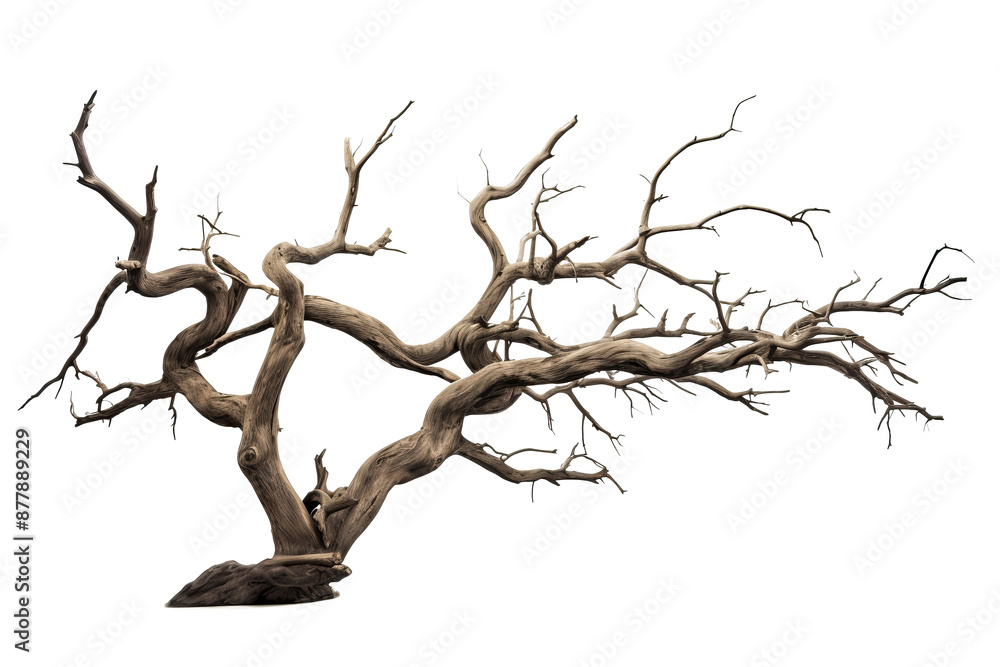 Fototapeta premium Dead tree illustration with transparent background in PNG style for design projects and visual creations