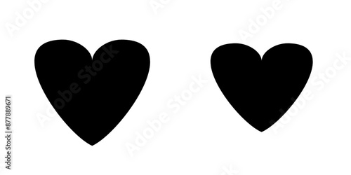 Heart icon, love symbol, heart black and white outline 