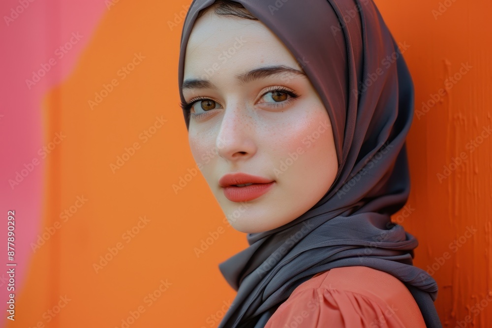 Close-Up Portrait of a Young Woman in a Hijab