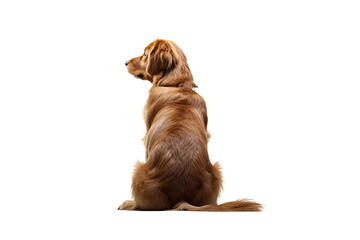 Back view of a dog isolated on white background in PNG format for transparent background applications