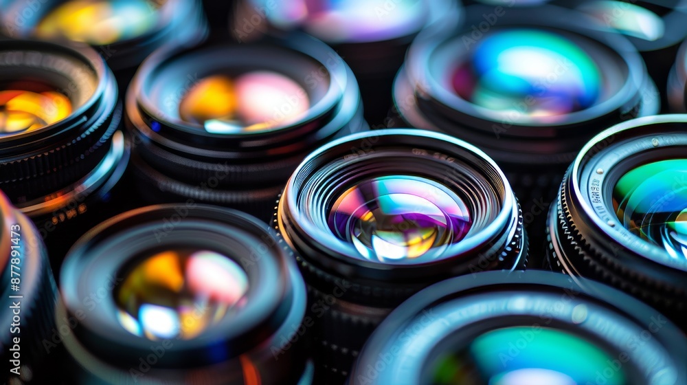 Colorful Camera Lens Close Up - Abstract Background Colorful Camera Lens Close Up - Abstract Background
