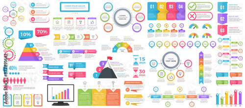 Collection of infographic templates - charts, diagrams, timeline, steps and options, vector eps10 illustration