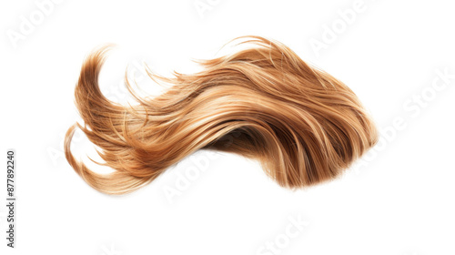 Beeline Honey blonde color Hair Wig for woman isolated. Hair flow on the breeze.