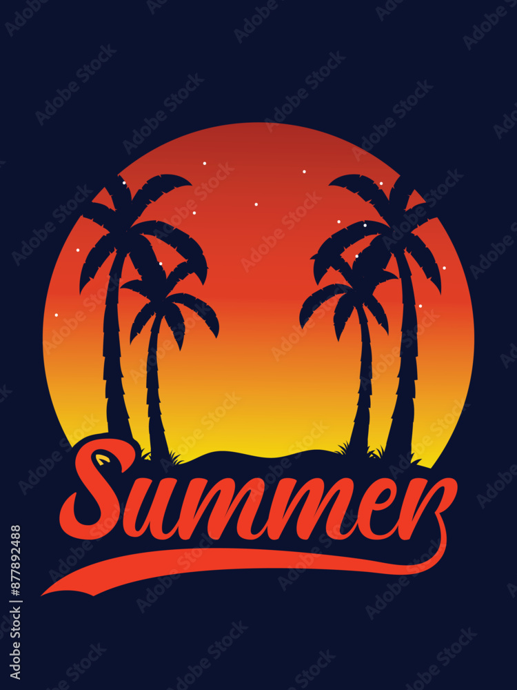 Naklejka premium Summer T shirt Design, Vector