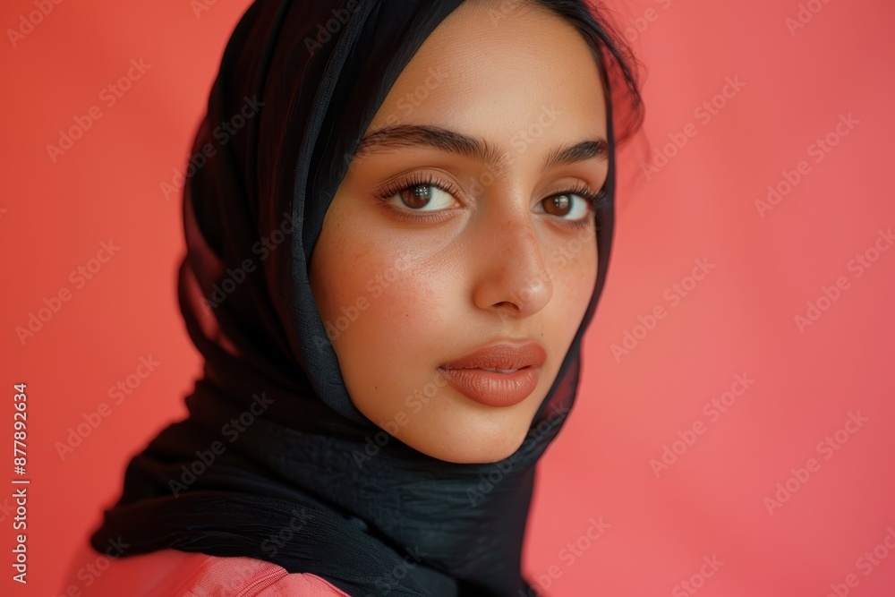 Close-up Portrait of a Young Woman in a Black Hijab Close-up Portrait of a Young Woman in a Black Hijab
