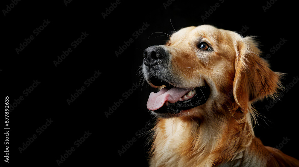 Portrait photography of a cute little Golden Retriever happy smiling , studio shot isolated on single color background ,editorial style, shoot by DSLR . Portrait photography of a cute little Golden Retriever happy smiling , studio shot isolated on single color background ,editorial style, shoot by DSLR .