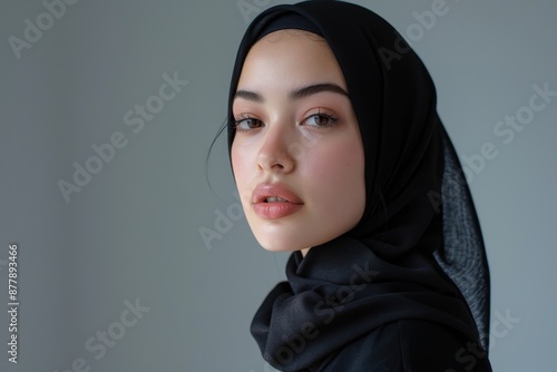 Portrait of a Woman in a Black Hijab