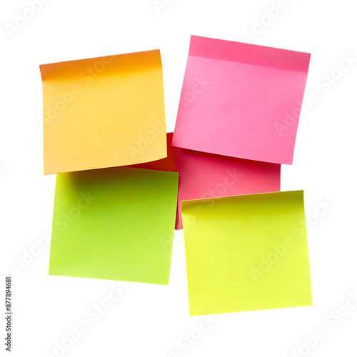 a few sticky notes on transparent background