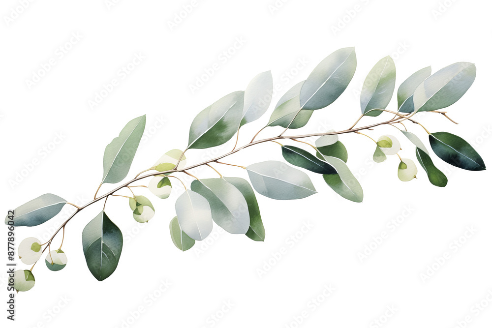 Fototapeta premium High-quality eucalyptus branch PNG image with white background for botanical and nature-themed design projects