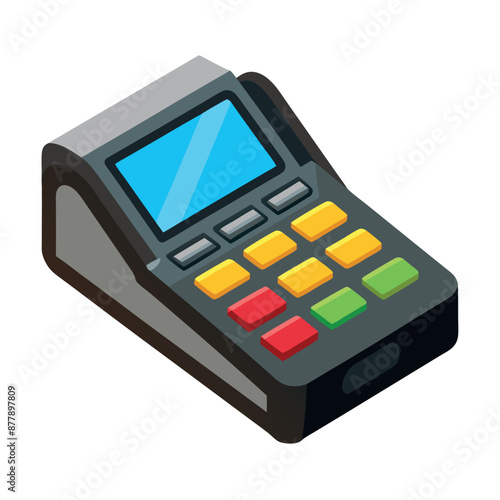 A credit card reader against a white backdrop