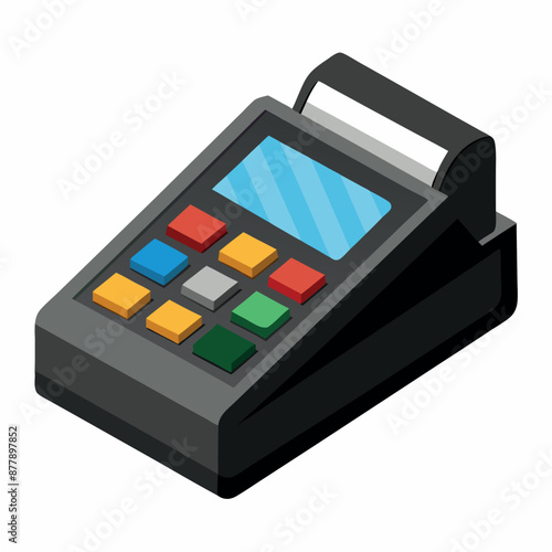 A credit card reader against a white backdrop