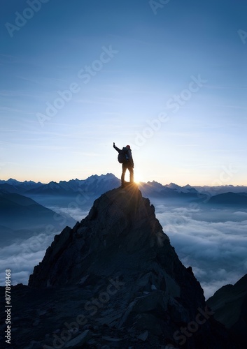 Fotografía A man standing over the beautiful mountain top