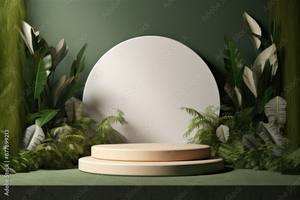 Elegant Botanical Display Stand with Greenery Elegant Botanical Display Stand with Greenery