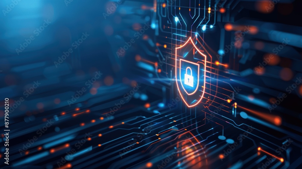 Fototapeta premium Advanced cybersecurity visual, endpoint protection, defense against threats, digital shield