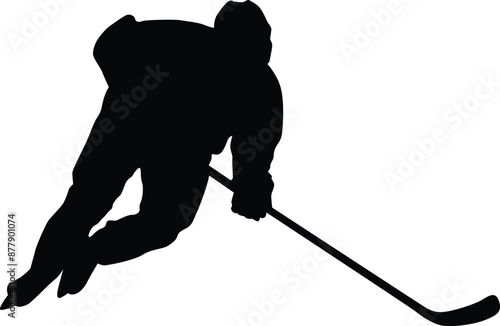 full body ice hockey player silhouette illustration