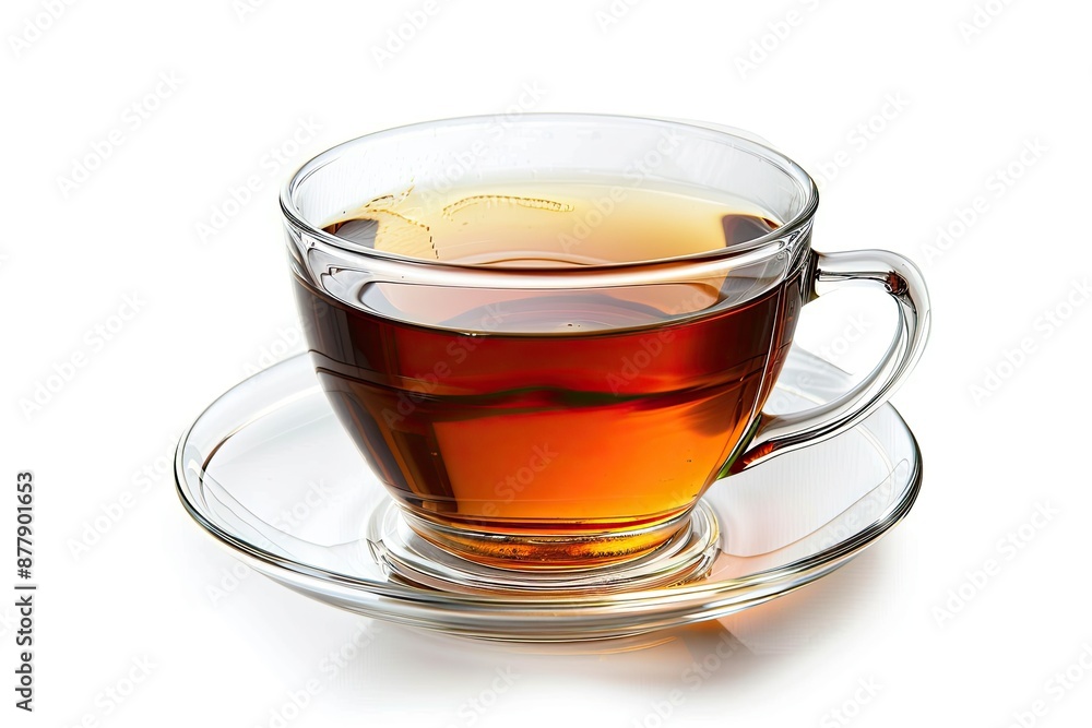 Clear glass cup of tea on white background Clear glass cup of tea on white background