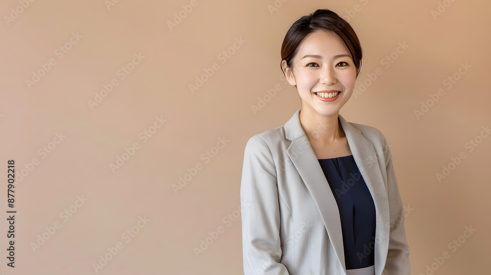 ビジネスシーンで使えるスタッフ紹介、スーツを着た女性 ビジネスシーンで使えるスタッフ紹介、スーツを着た女性