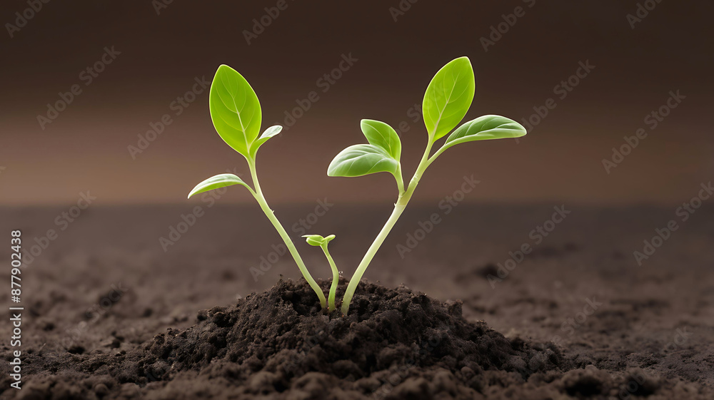 Young plant sprout growing from soil Young plant sprout growing from soil