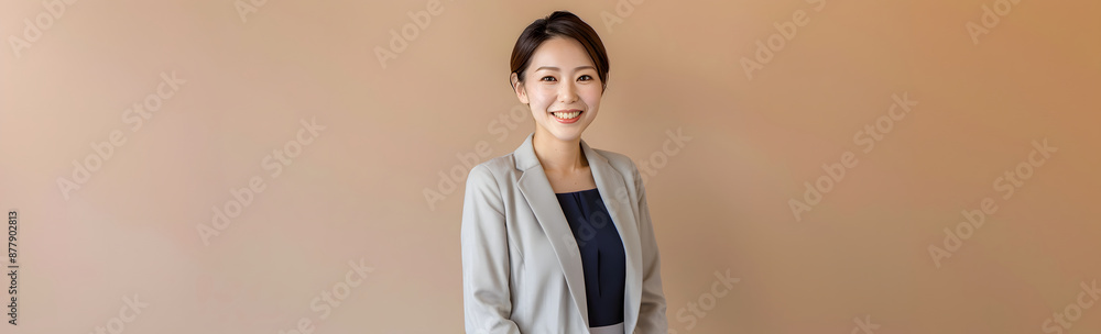 ビジネスシーンで使えるスタッフ紹介、スーツを着た女性