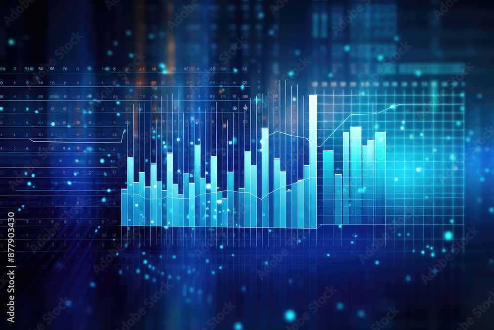 Blue Financial Growth Chart with Uptrend Line Graph Blue Financial Growth Chart with Uptrend Line Graph