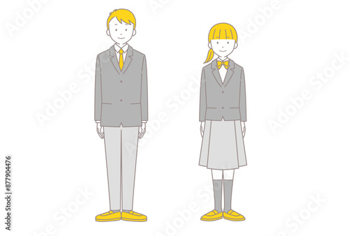 直立する男女の学生