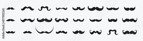 Moustache icon set. Collection of lush stylish hipster mustaches.