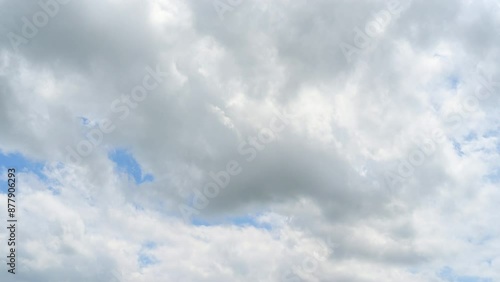 Timelapse of beautiful blue sky and white cloud with 4k resolution. The environment in the natural world.	